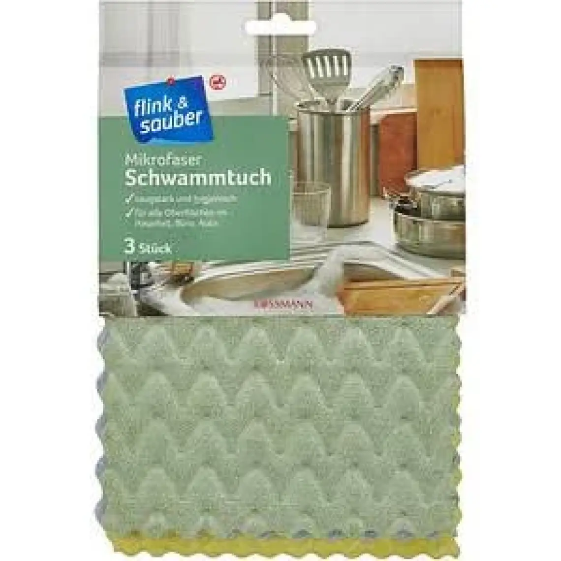 Flink & Sauber Mikrofiber Sünger Bez 17 x 22 cm 3'lü