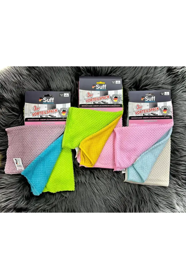 Suff Müge - 3'lü Mikrofiber Yüzey Temizleme Bezi(32 x 32 Cm)