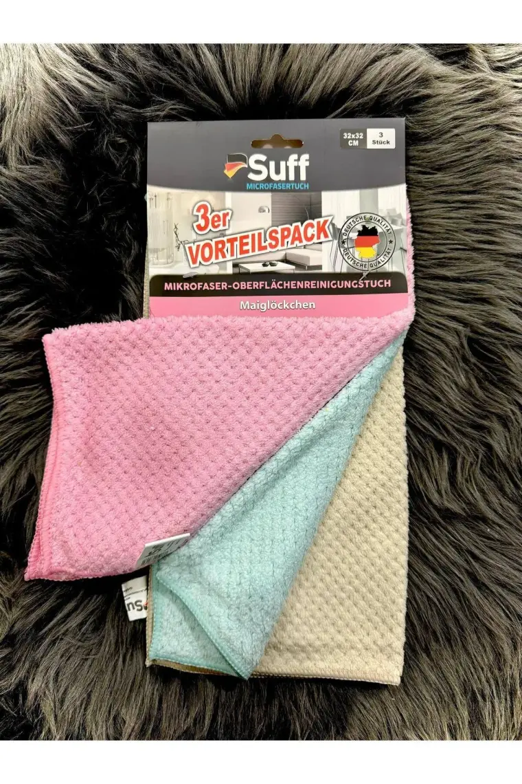 Suff Müge - 3'lü Mikrofiber Yüzey Temizleme Bezi(32 x 32 Cm)