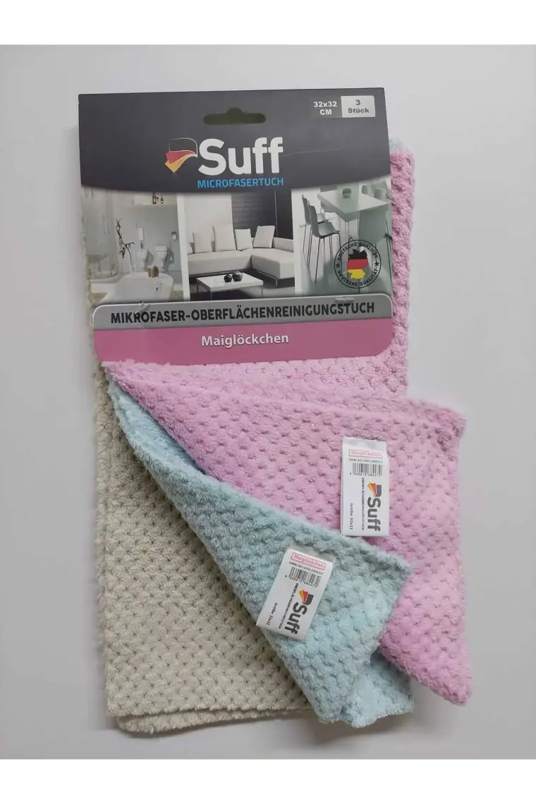 Suff Müge - 3'lü Mikrofiber Yüzey Temizleme Bezi(32 x 32 Cm)