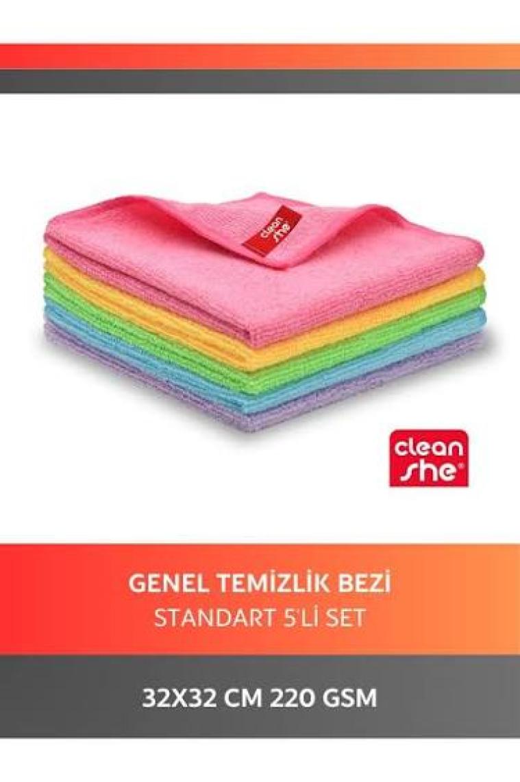 Cleanshe Klasik Seri Temizlik Mikrofiber Temizlik Bezi 5'li Set 32X32