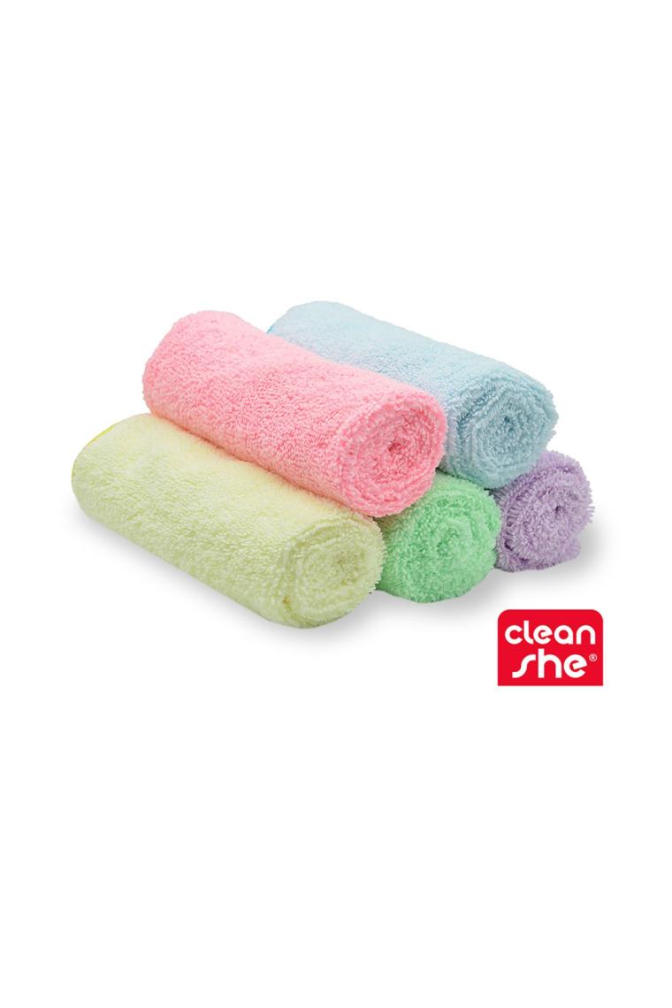 Cleanshe Pastel Seri Mikrofiber Kurulama ve Temizlik Bezi 2'si 1 Arada 5'li Set 35X40