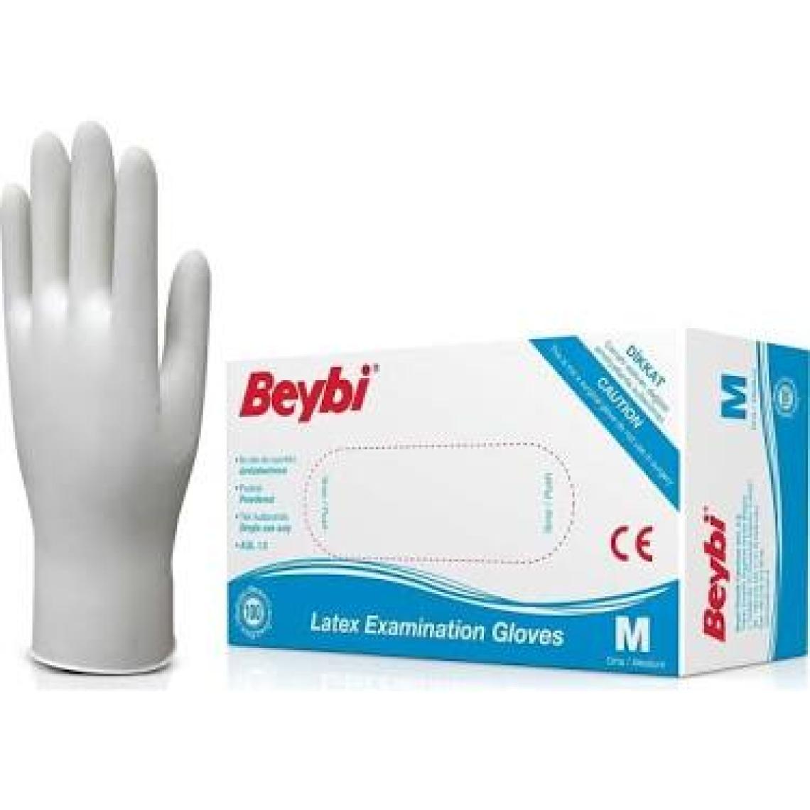 Beybi Latex Pudralı Çok Amaçlı Kullan At Eldiven Lateks 100'lü (M) Medium / Orta