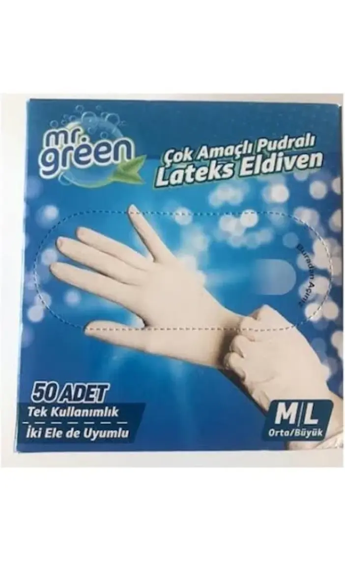 Mr. Green Eldiven M Beyaz 50'li