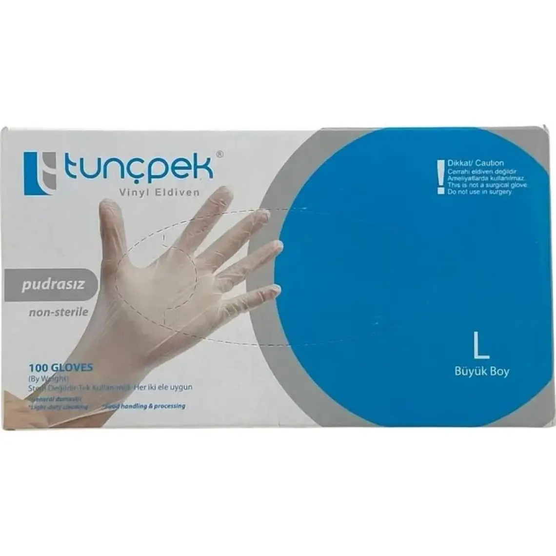Tunçpek Vinil Eldiven Pudrasız Large
