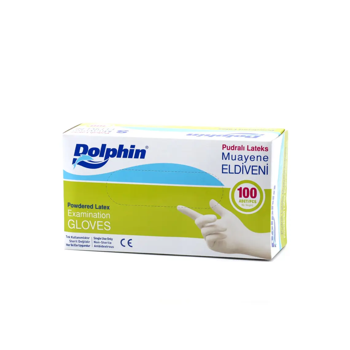 Dolphin Beyaz Lateks Pudralı Eldiven (L) 100lü Paket