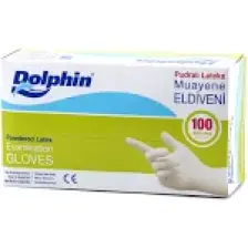 Dolphin Beyaz Lateks Pudralı Eldiven (L) 100lü Paket