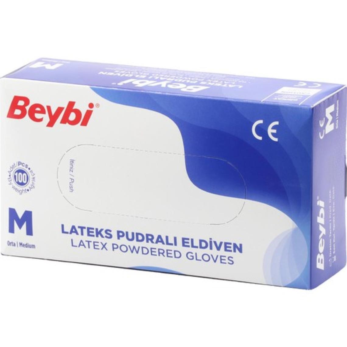 Beybi Lateks Eldiven Pudralı Medium (Orta) - 100 Adet