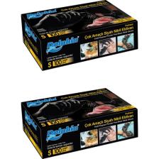 Dolphin Çok Amaçlı Siyah Nitril Eldiven (S) 100lü Paket 2 Adet (Gıdaya Uygun)