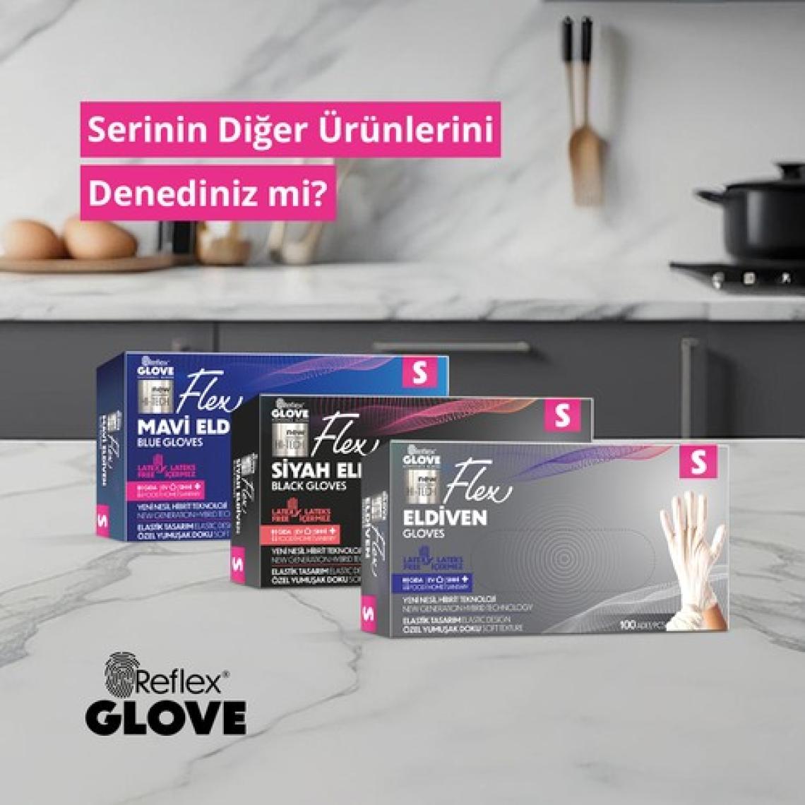 Reflex Flex Eldiven Tek Kullanımlık Pudrasız Beyaz S Beden Eldiven 100’lü