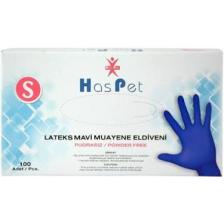 Has-Pet Latex Pudrasız Eldiven Mavi 100'lü - S