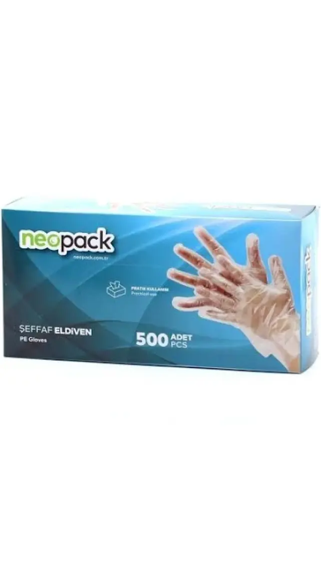neopack Kutulu Tek Kullanımlık Şeffaf Eldiven - 500'LÜ