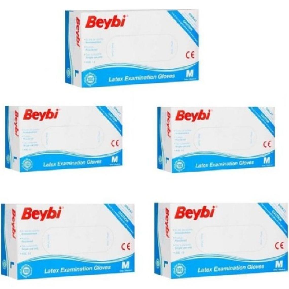 Beybi Muayene Eldiven Medium Pudralı Lateks 100LÜ Paket x 5 Paket