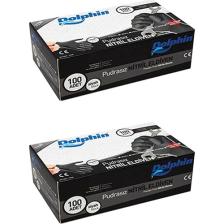 Dolphin Siyah Nitril Eldiven Pudrasız Ekstra Kalın (XL) 100lü Paket 2 Adet