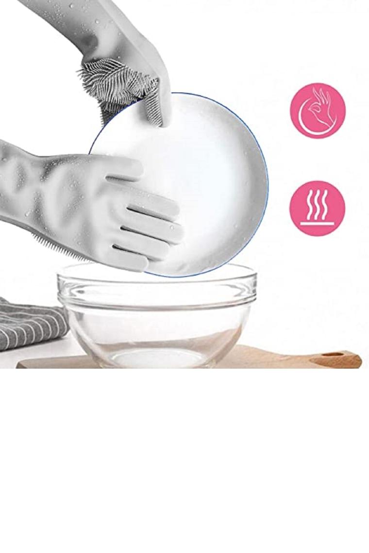 Tilbe Home Silikon Eldiven Bulaşık Yıkama Eldiveni Dayanıklı Kaymaz Tırtıklı Eldiven Fırın Mutfak Eldiveni 2 Li Set