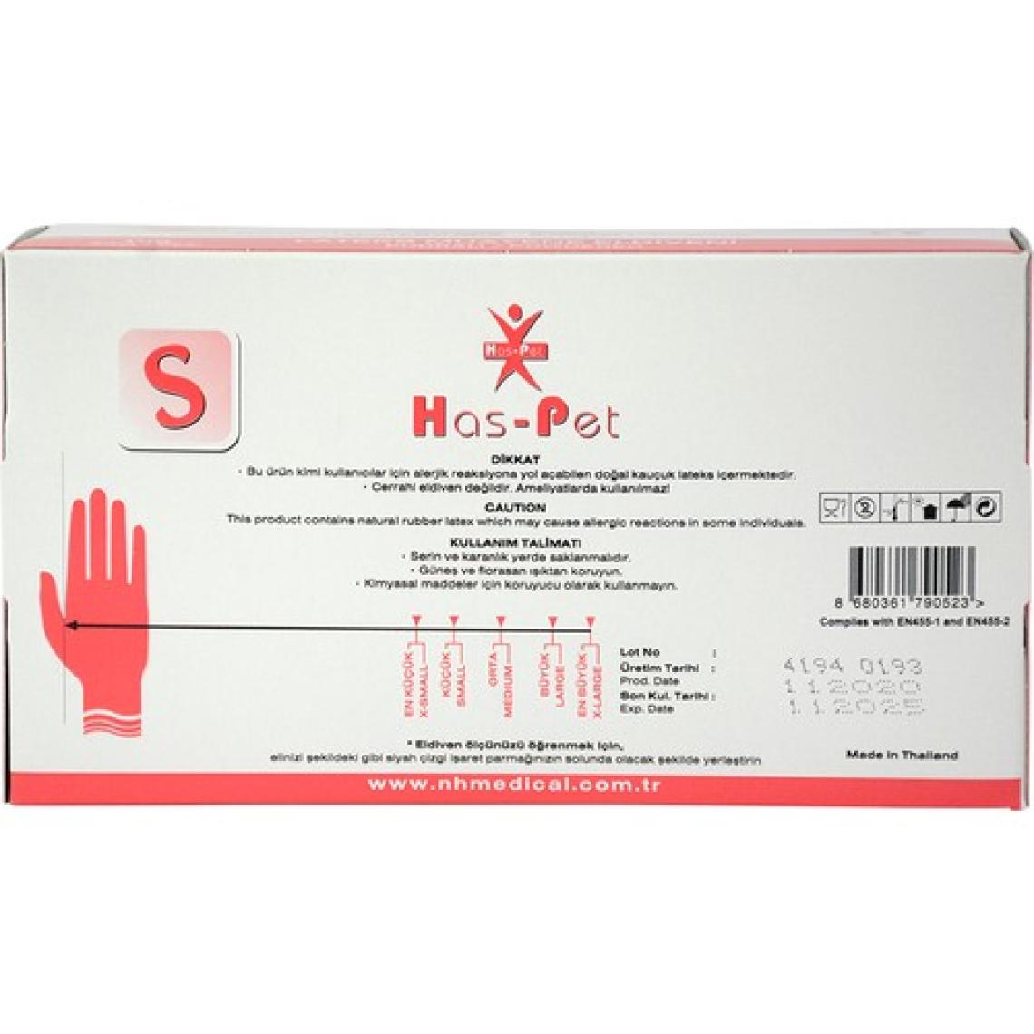 Has-Pet Latex Pudralı Eldiven 100'lü - S