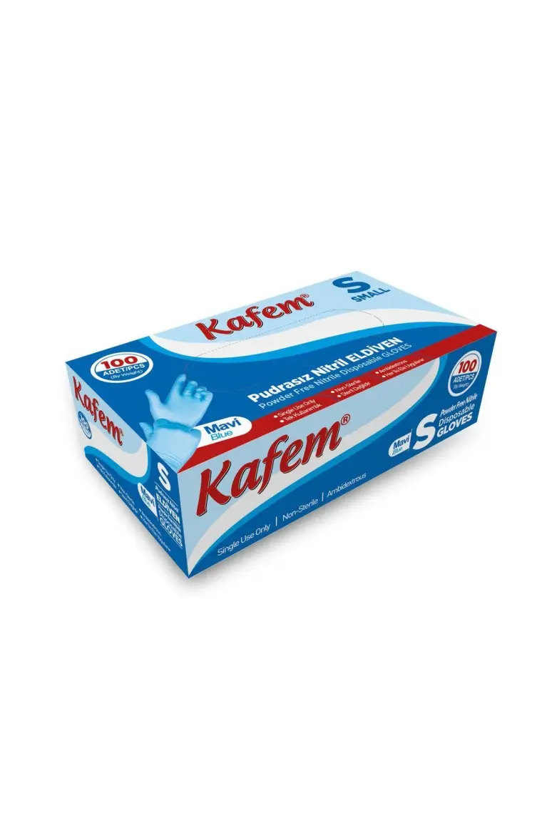 Kafem Mavi Nitril Eldiven Pudrasız S 100'lü x 5 Paket