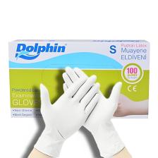 Dolphin Beyaz Lateks Pudralı Eldiven (S) 100lü Paket