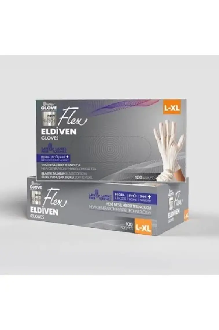 Reflex Flex Yeni Nesil Hibrit Teknoloji Polietilen Eldiven 100'lü Paket Beyaz L-XL