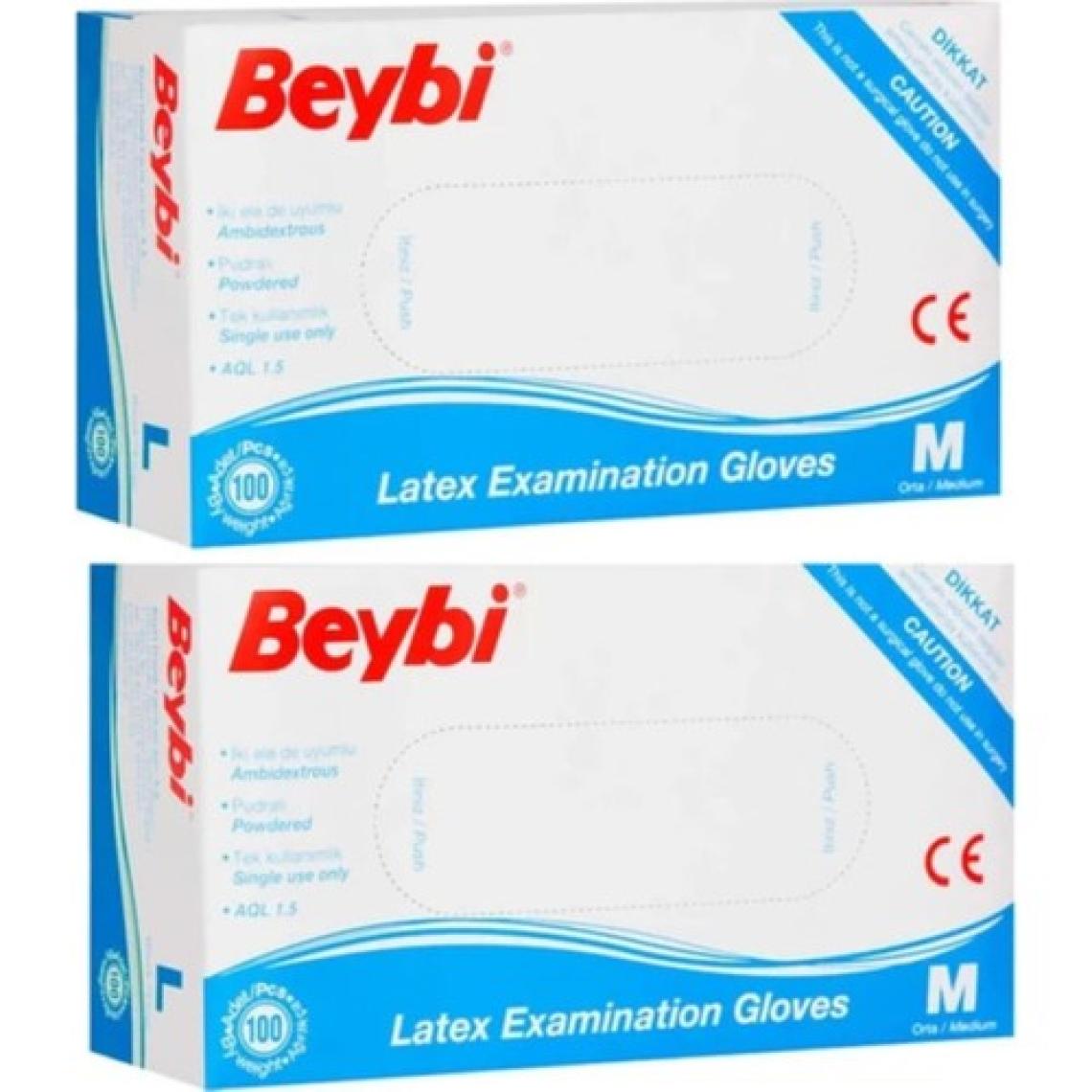 Beybi Muayene Eldiven Medium Pudralı Lateks 100LÜ Paket x 2 Paket