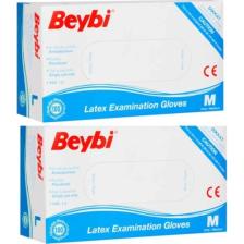 Beybi Muayene Eldiven Medium Pudralı Lateks 100LÜ Paket x 2 Paket