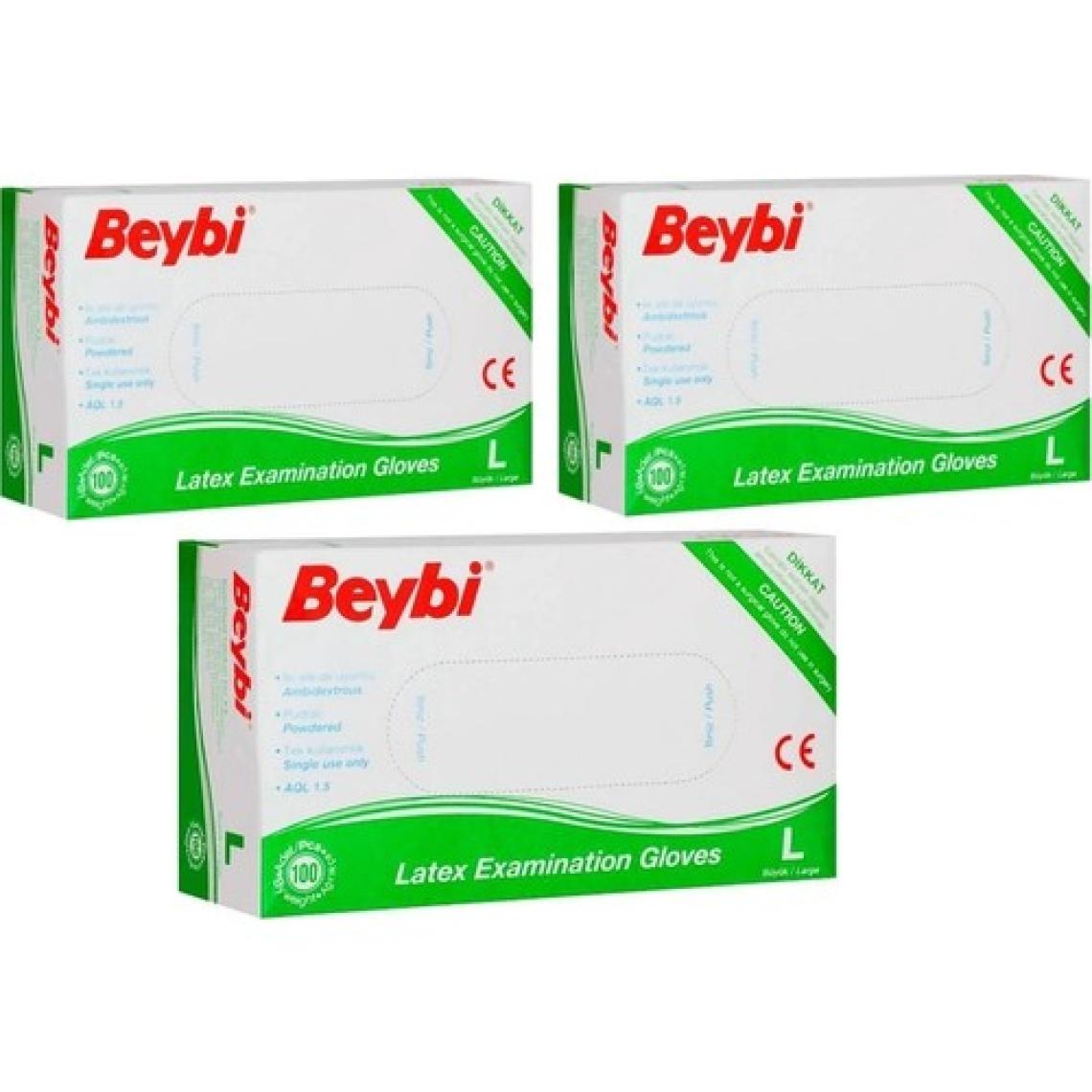 Beybi  Pudralı Çok Amaçlı Kullan At Eldiven Lateks 100' Lü (L) Large / Büyük x 3'lü