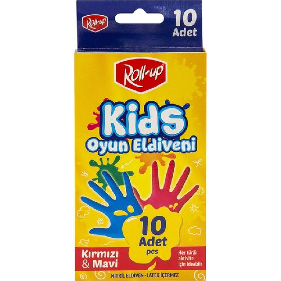 Roll-Up Nitril Kids Oyun Eldiveni Kırmızı&mavi 10'lu