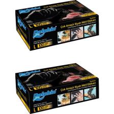 Dolphin Çok Amaçlı Siyah Nitril Eldiven (L) 100lü Paket 2 Adet (Gıdaya Uygun)