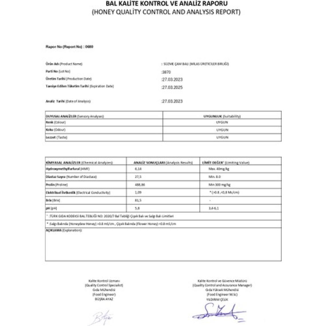 Milas Üreticiler Birliği Çam Balı 25 kg