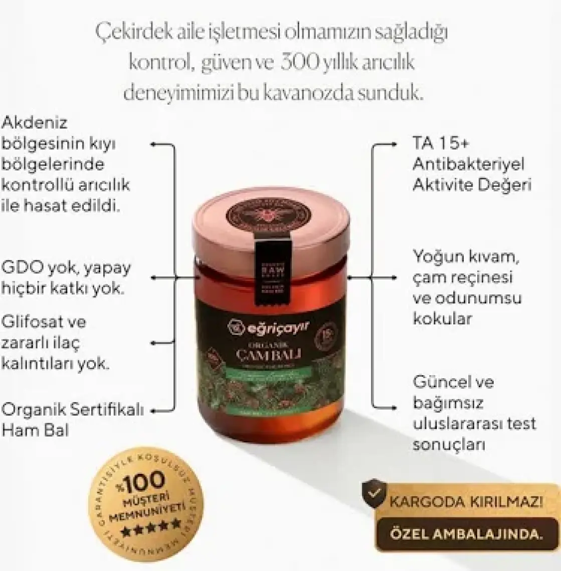 Eğriçayır Organik Çam Balı TA15+ 850g