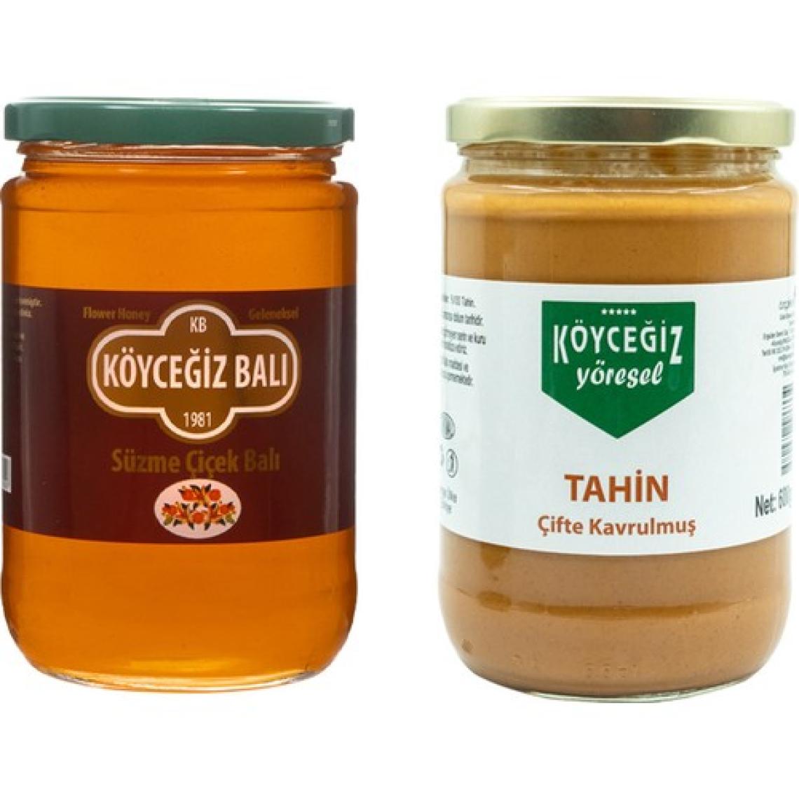 Köyceğiz Balı Çiçek Balı 850 G Cam Kavanoz + Köyceğiz Yöresel Çifte Kavrulmuş Tahin 600 G Cam Kavanoz