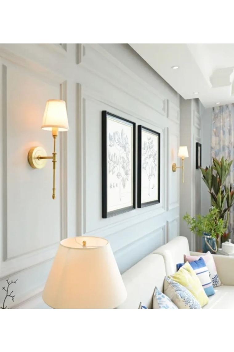 Duvar Aplik Krem Abajur Eskitme Gold Sarı Modern Tasarım Elektrik Ile Çalışır