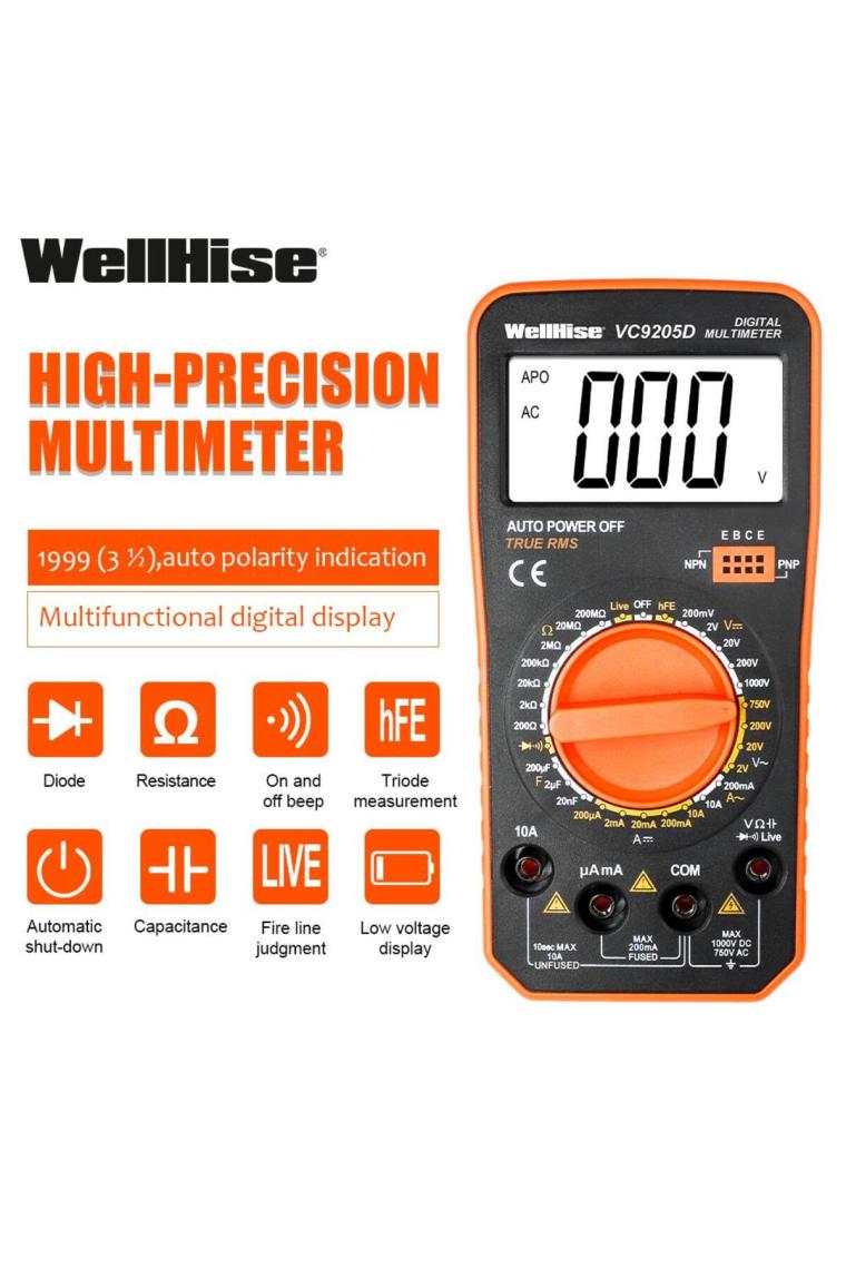 Wellhise VC9205D Mini Ölçü Aleti Multimetre Avometre