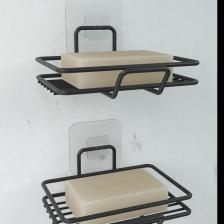 Zabata Yapışkanlı 2 Li Set Sabunluk Banyo Mutfak Lavabo Metal Katı Sabunluk Siyah