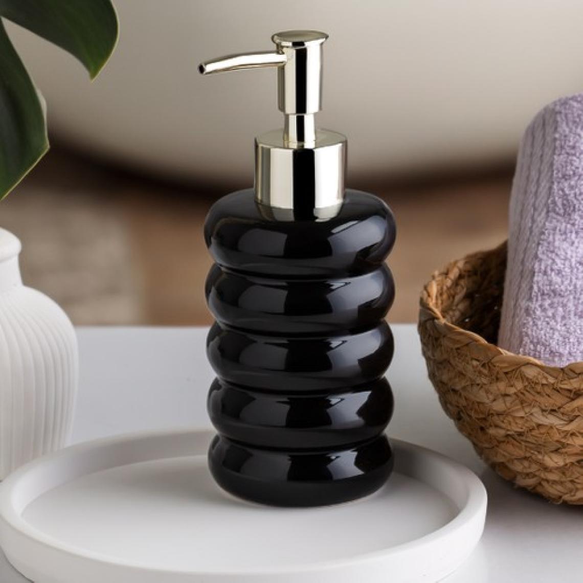 Porsima 3204 Porselen Sıvı Sabunluk - Tezgah Üstü Banyo Mutfak Lavabo Sabunluğu - 275 cc Siyah