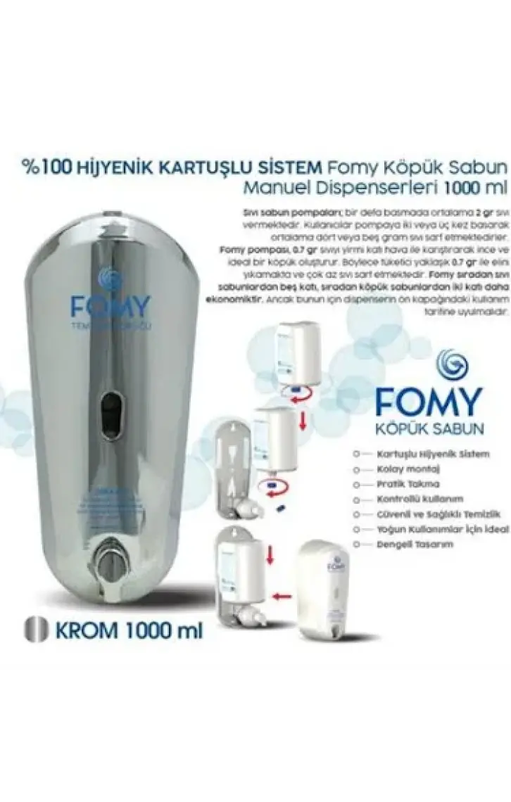 FOMY Köpük Sabun Krom Dispenser 1000 ml