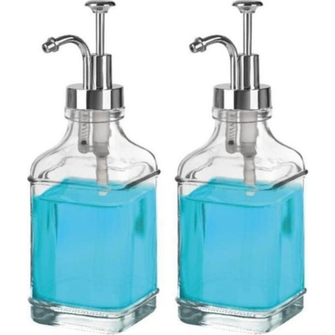 Digithome 2’li Cam Sıvı Sabun ve Losyon Etiketli Gümüş Tıpalı Deterjan Şişesi Sabunluk 500 ml - 2112020-S C1-1-289
