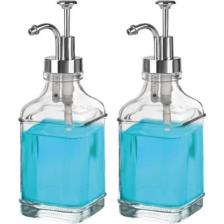 Digithome 2’li Cam Sıvı Sabun ve Losyon Etiketli Gümüş Tıpalı Deterjan Şişesi Sabunluk 500 ml - 2112020-S C1-1-289