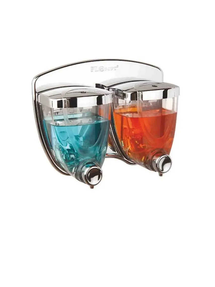 Flosoft F038 Sıvı Sabunluk İkiz 350+350 ML Krom