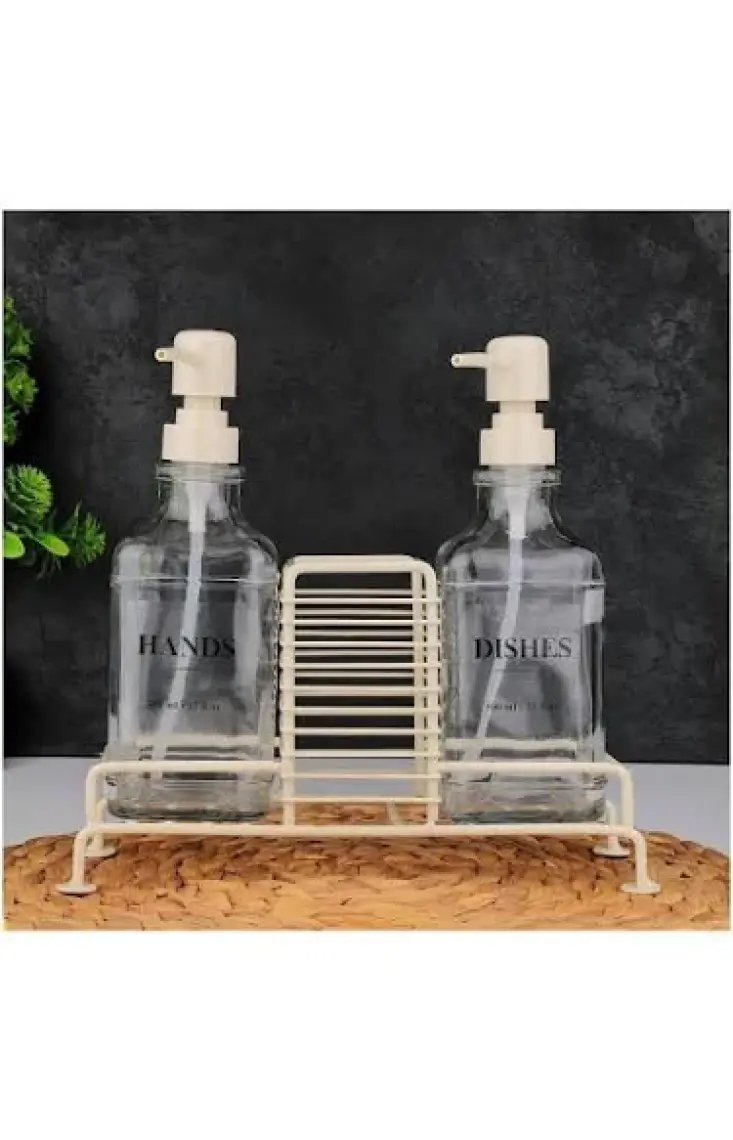 Mien Standlı Sıvı Sabunluk - Bej / Şeffaf - 500 ml