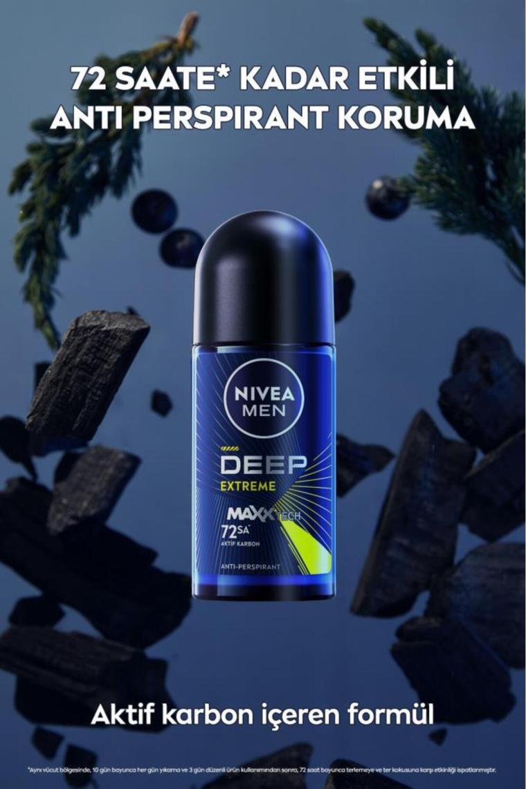 Nivea Men Deep Extreme Erkek Roll On Deodorant  50 ml