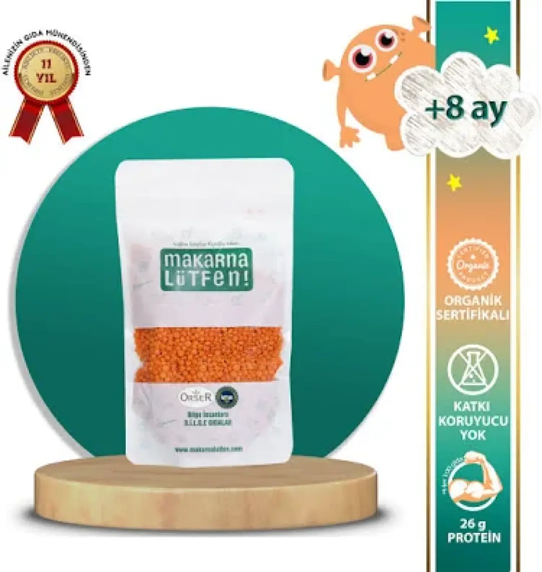 Makarna Lütfen Organik Kırmızı Mercimek (+7 Ay-250 gram)