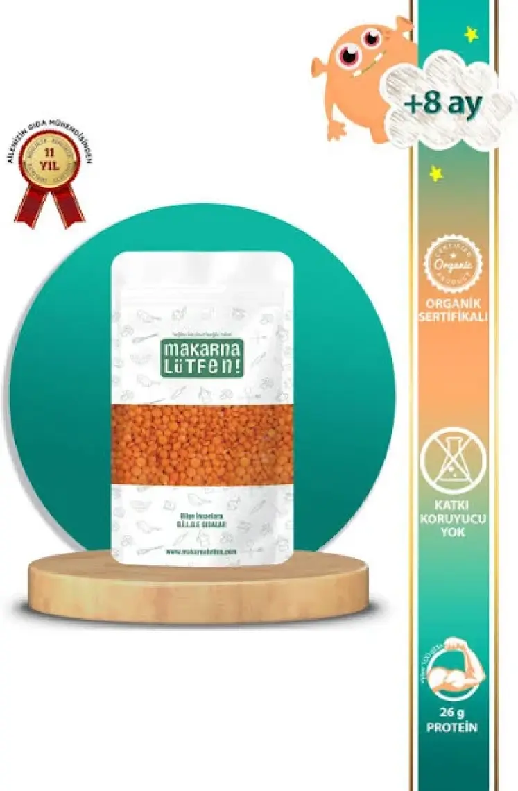 Makarna Lütfen Organik Kırmızı Mercimek (+7 Ay-250 gram)