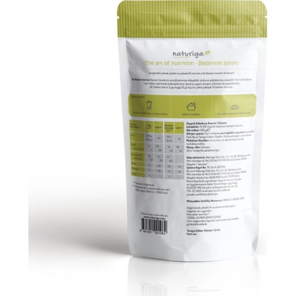 Naturiga Organik Kabuksuz Kendir Tohumu 200 gr
