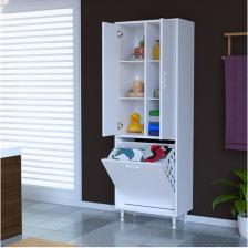 modilayn Inci 55X165 cm Üç Kapaklı Çok Amaçlı Kirli Çamaşır Dolabı Sepetli Banyo Dolabı
