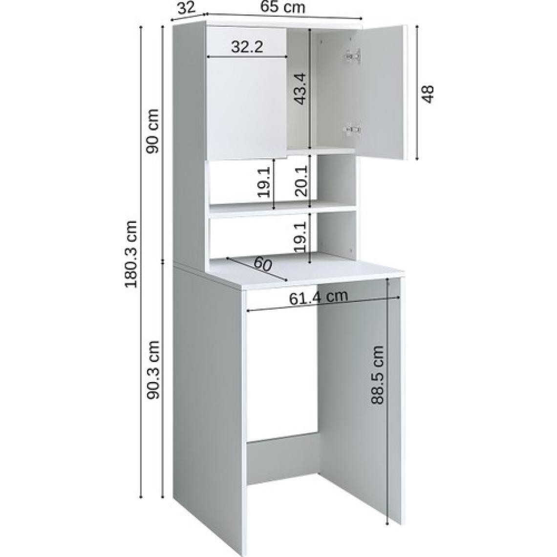Banos Banyo Roomart Cd9 Çamaşır Makinesi Dolabı 3 Raflı 2 Kapaklı Banyo Dolabı Mat Beyaz-Ahşap