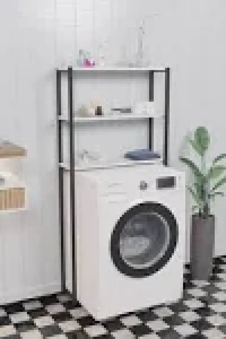 Furnature Design Çamaşır Makinesi Üstü Düzenleyici Raf Banyo Dolabı Rafı Makina Üstü Dolap Raf Beyaz