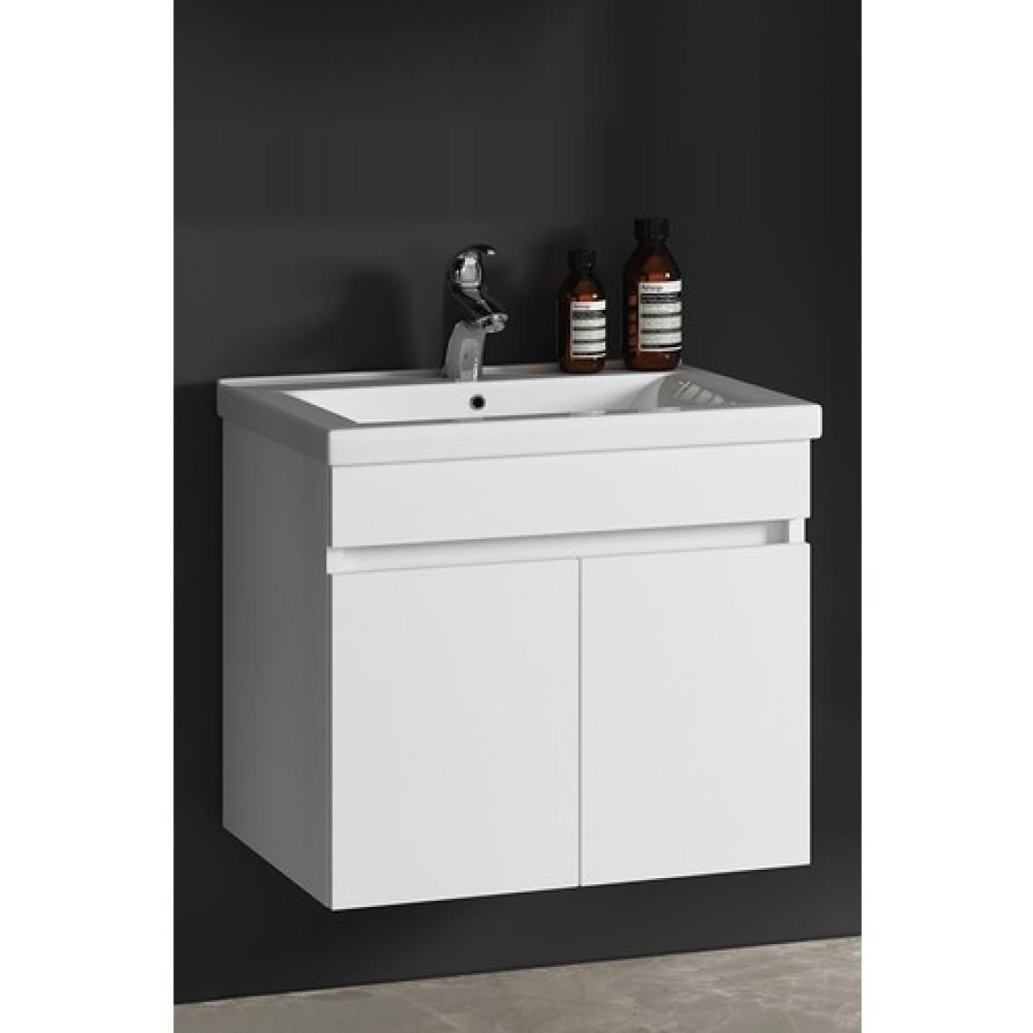 Özceden Çiğdem 65 cm Beyaz Mdf Seramik Lavabolu Asma Banyo Alt Dolabı
