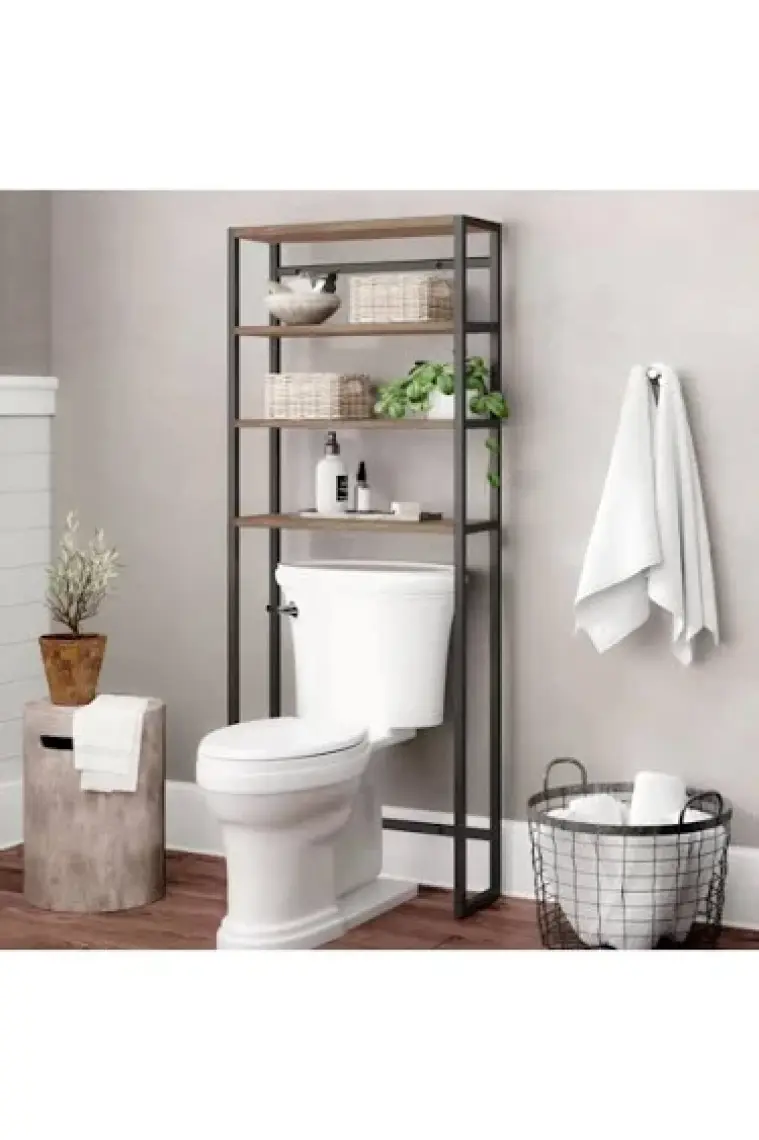 Güzelkan Madeni Eşya Klozet Üstü Düzenleyici Raf Banyo Düzenleyici Klozet Üstü Raf Banyo Raf Dolap Çam