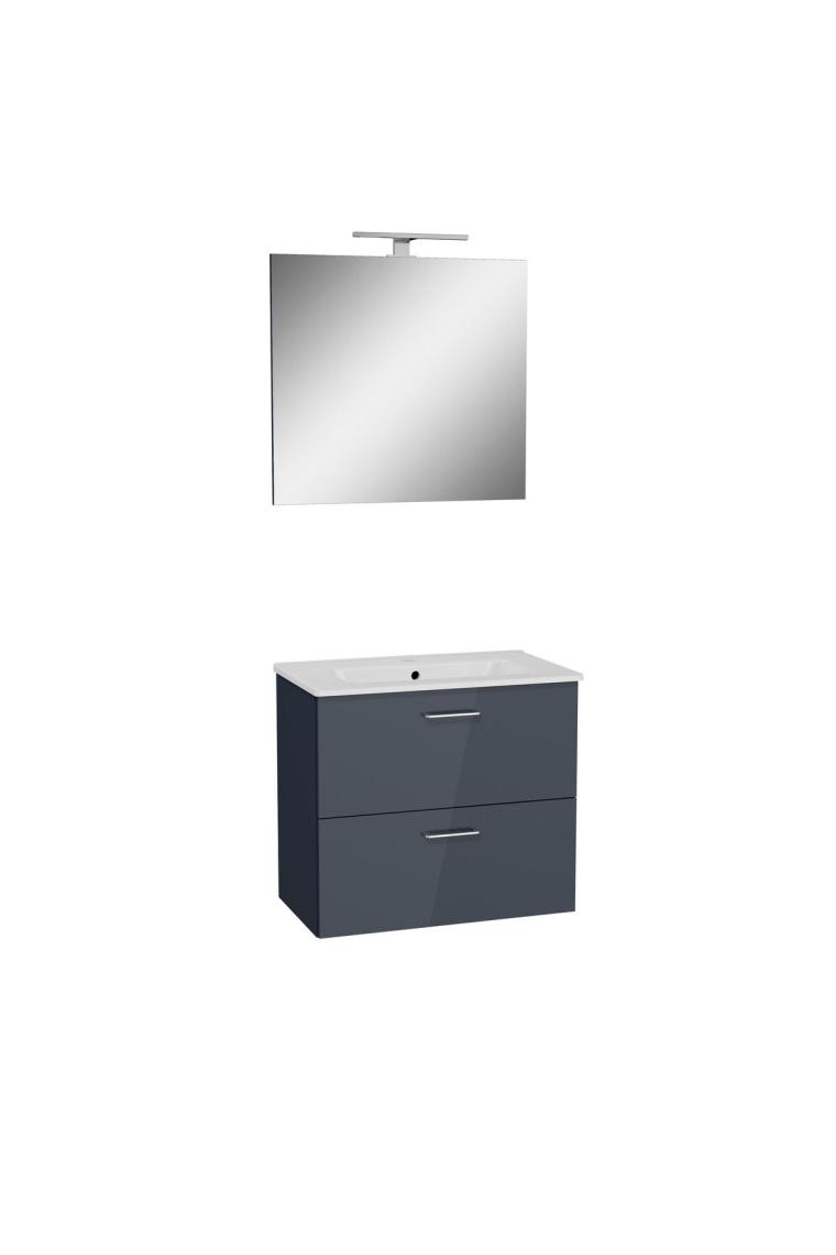 VitrA Mia 67095  Banyo Dolabı Seti Çekmeceli, 70 cm, Parlak Antrasit
